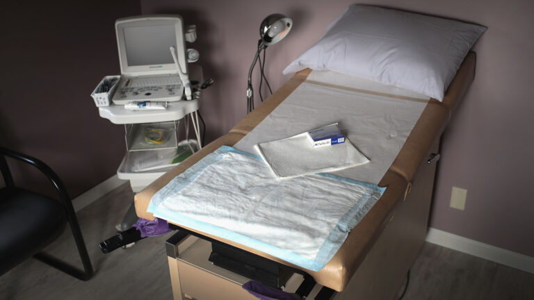 An exam room in a women's health center in Indiana, where abortions are now banned with very limited exceptions.